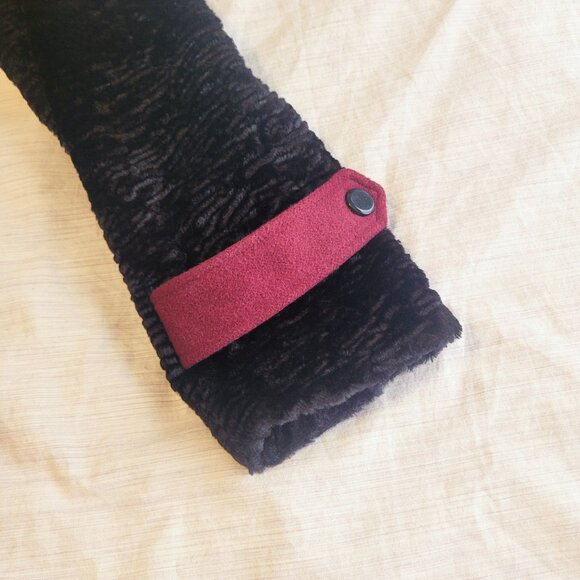 Burgundy Pea Coat, Winter Military Trench Coat, Holiday Classic Jacket - Picture 5 of 12